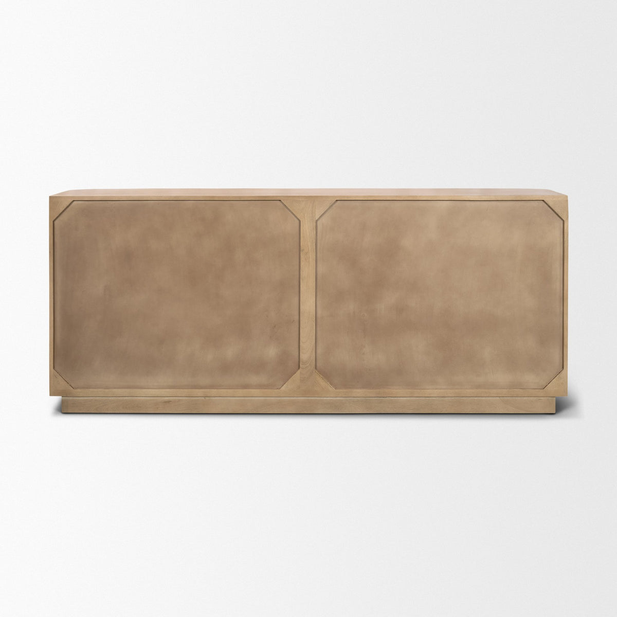Serrin Brown Solid Wood with Travertine 4 Door Closed Sideboard