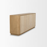 Serrin Brown Solid Wood with Travertine 4 Door Closed Sideboard