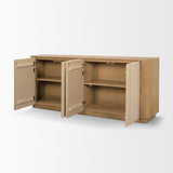 Serrin Brown Solid Wood with Travertine 4 Door Closed Sideboard