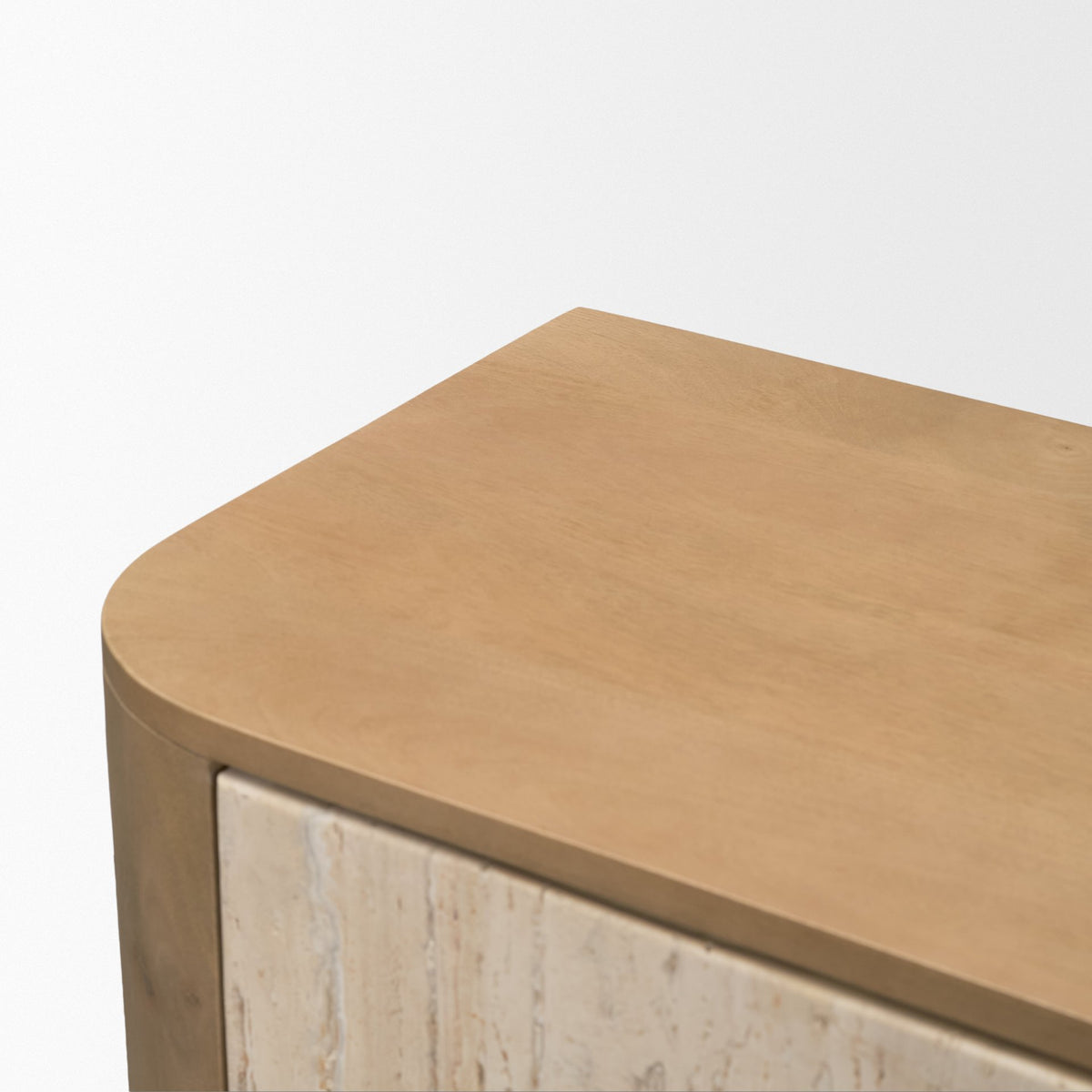 Serrin Brown Solid Wood with Travertine 4 Door Closed Sideboard