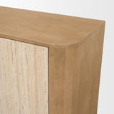 Serrin Brown Solid Wood with Travertine 4 Door Closed Sideboard