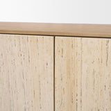 Serrin Brown Solid Wood with Travertine 4 Door Closed Sideboard