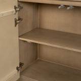 Serrin Brown Solid Wood with Travertine 4 Door Closed Sideboard