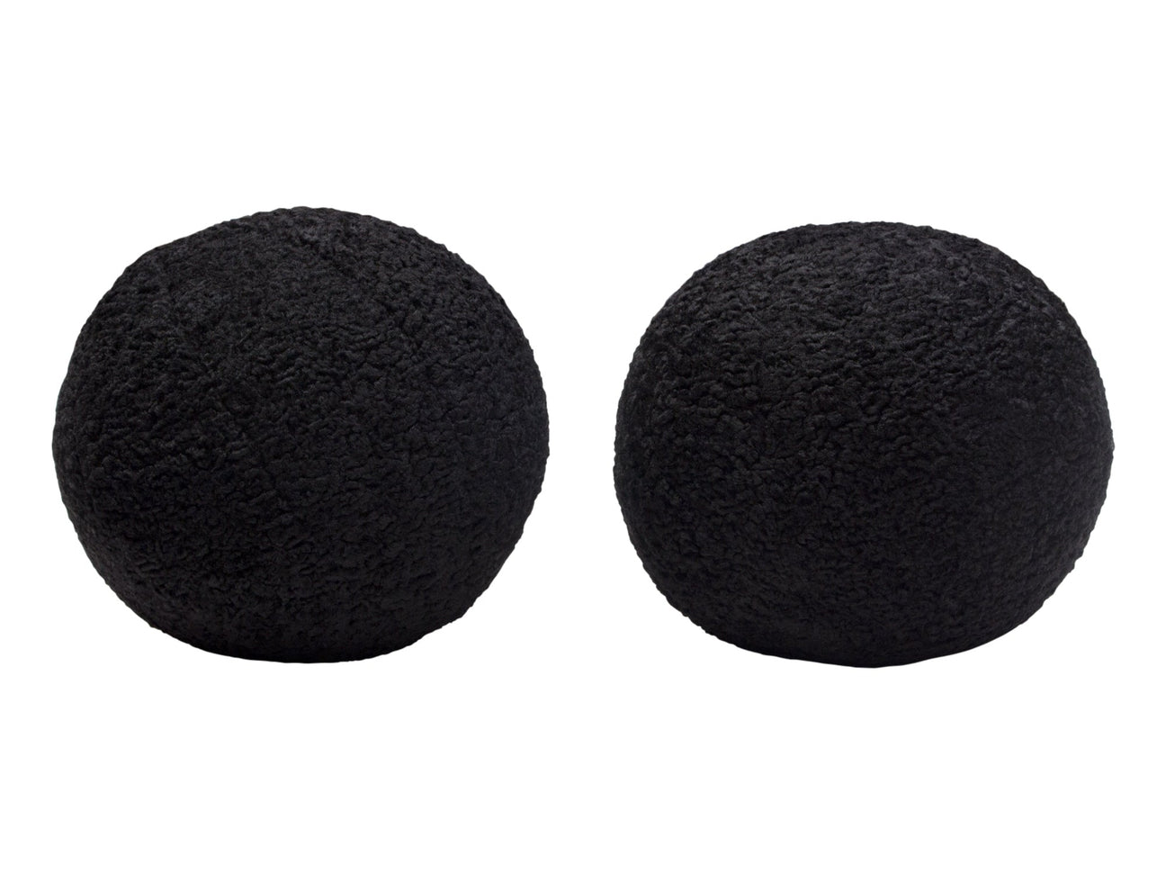 Set of (2) 10" Round Accent Pillows in Black Faux Sheepskin by Diamond Sofa - Ornate Home