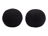 Set of (2) 10" Round Accent Pillows in Black Faux Sheepskin by Diamond Sofa - Ornate Home