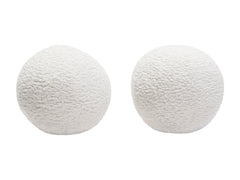 Set of (2) 10" Round Accent Pillows in White Faux Sheepskin by Diamond Sofa - Ornate Home