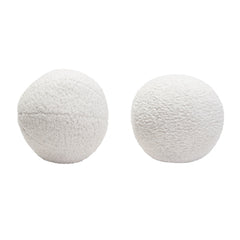 Set of (2) 10" Round Accent Pillows in White Faux Sheepskin by Diamond Sofa - Ornate Home