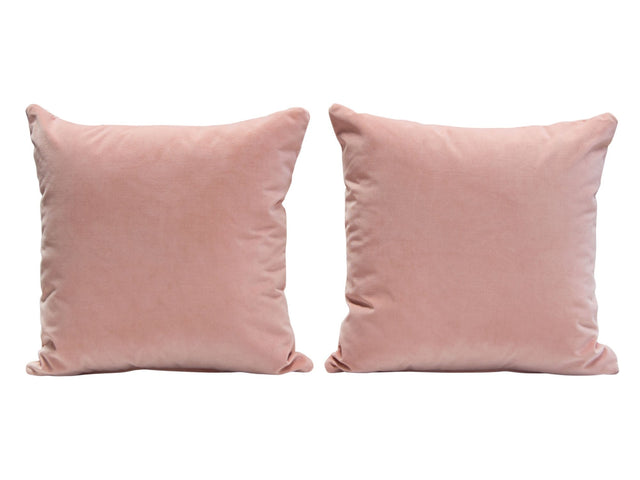 Set of (2) 16" Square Accent Pillows in Blush Pink Velvet by Diamond Sofa - Ornate Home