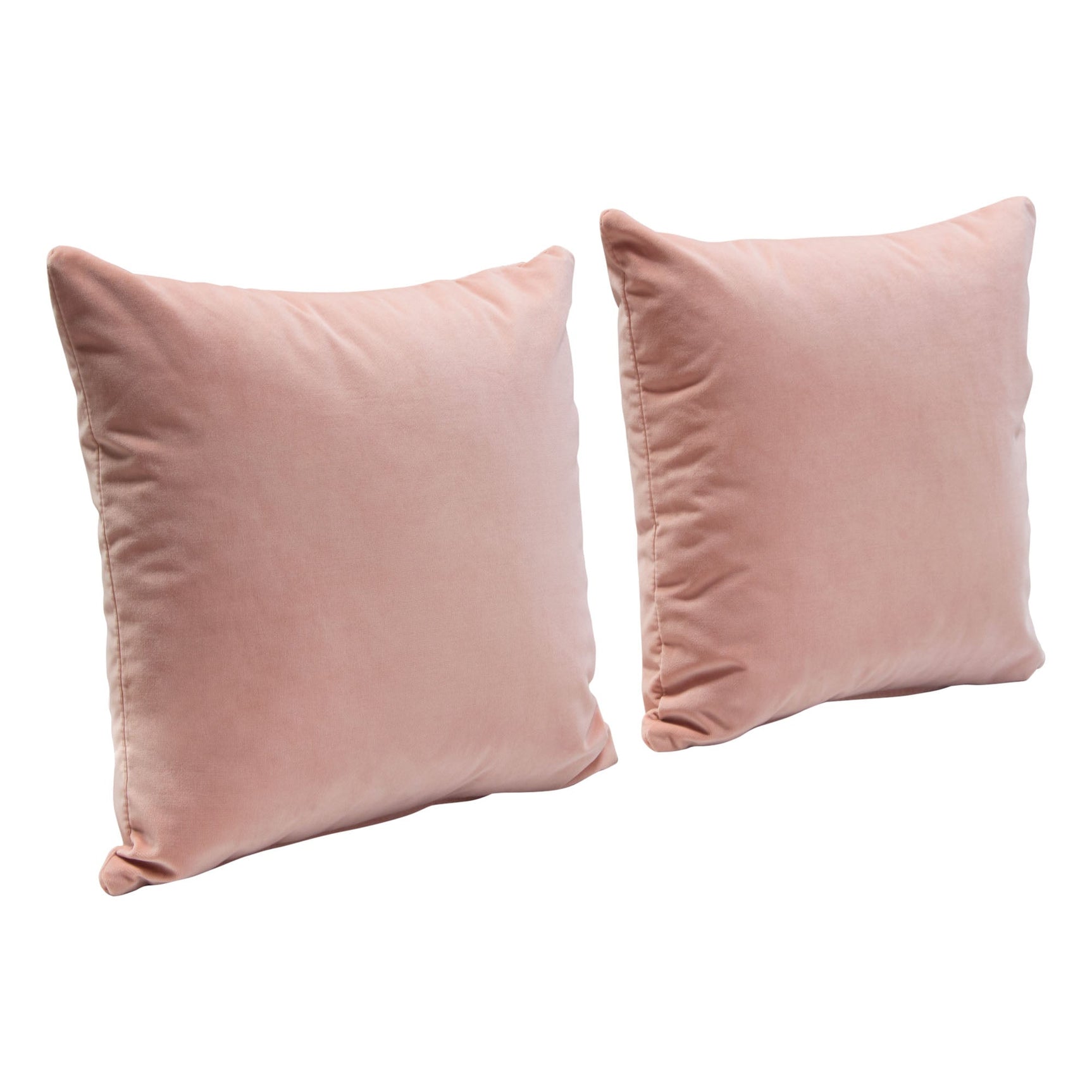 Set of (2) 16" Square Accent Pillows in Blush Pink Velvet by Diamond Sofa - Ornate Home