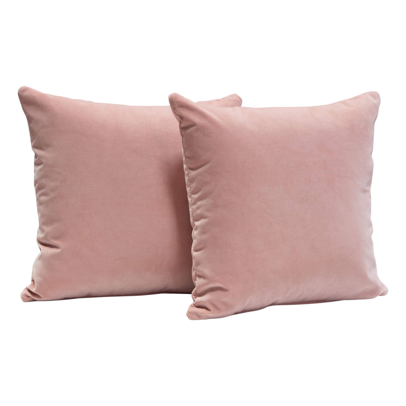 Set of (2) 16" Square Accent Pillows in Blush Pink Velvet by Diamond Sofa - Ornate Home