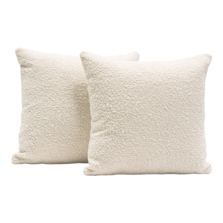 Set of (2) 16" Square Accent Pillows in Bone Boucle Textured Fabric by Diamond Sofa - Ornate Home