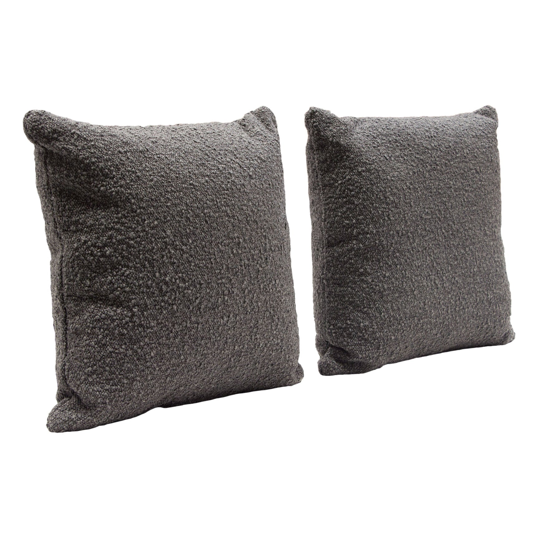 Set of (2) 16" Square Accent Pillows in Charcoal Boucle Textured Fabric by Diamond Sofa - Ornate Home