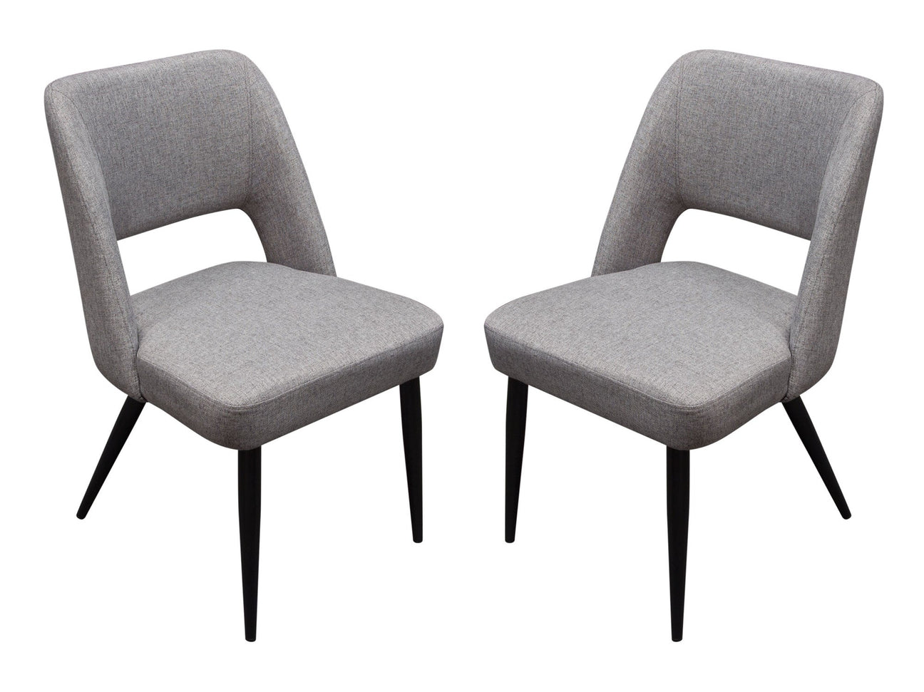 Set of (2) Reveal Dining Chairs in Grey Fabric w/ Black Powder Coat Metal Leg by Diamond Sofa - Ornate Home
