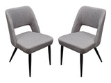 Set of (2) Reveal Dining Chairs in Grey Fabric w/ Black Powder Coat Metal Leg by Diamond Sofa - Ornate Home