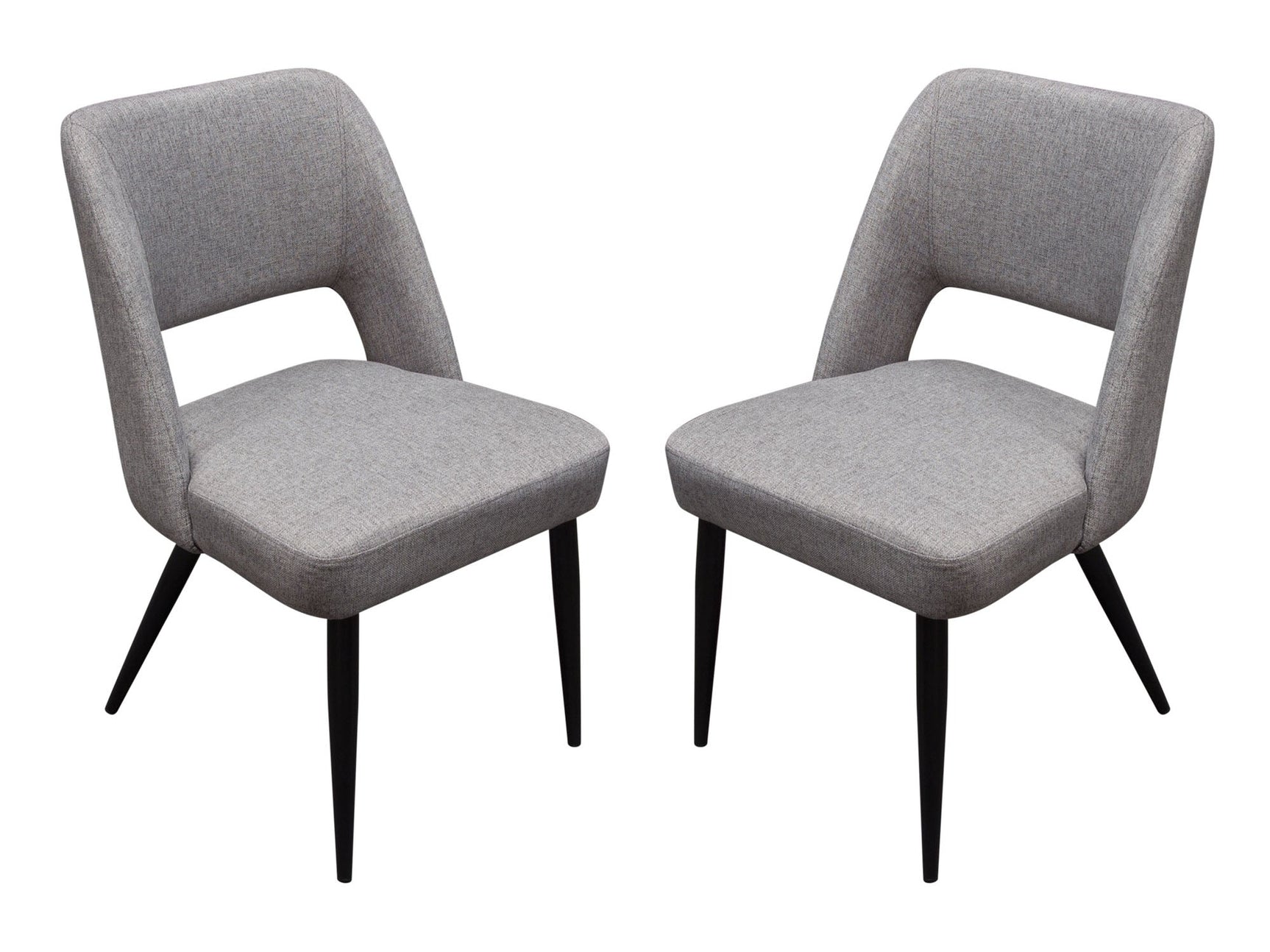 Set of (2) Reveal Dining Chairs in Grey Fabric w/ Black Powder Coat Metal Leg by Diamond Sofa - Ornate Home