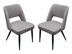 Set of (2) Reveal Dining Chairs in Grey Fabric w/ Black Powder Coat Metal Leg by Diamond Sofa - Ornate Home