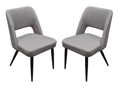 Set of (2) Reveal Dining Chairs in Grey Fabric w/ Black Powder Coat Metal Leg by Diamond Sofa - Ornate Home