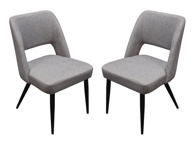 Set of (2) Reveal Dining Chairs in Grey Fabric w/ Black Powder Coat Metal Leg by Diamond Sofa - Ornate Home