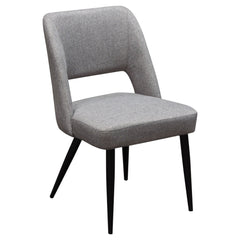 Set of (2) Reveal Dining Chairs in Grey Fabric w/ Black Powder Coat Metal Leg by Diamond Sofa - Ornate Home