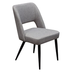 Set of (2) Reveal Dining Chairs in Grey Fabric w/ Black Powder Coat Metal Leg by Diamond Sofa - Ornate Home