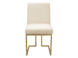 Set of (2) Skyline Dining Chairs in Cream Fabric w/ Polished Gold Metal Frame by Diamond Sofa - Ornate Home