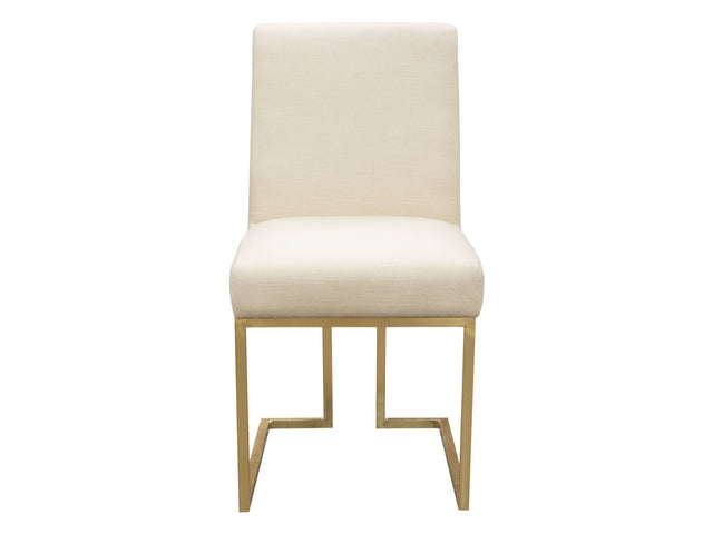 Set of (2) Skyline Dining Chairs in Cream Fabric w/ Polished Gold Metal Frame by Diamond Sofa - Ornate Home