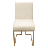Set of (2) Skyline Dining Chairs in Cream Fabric w/ Polished Gold Metal Frame by Diamond Sofa - Ornate Home
