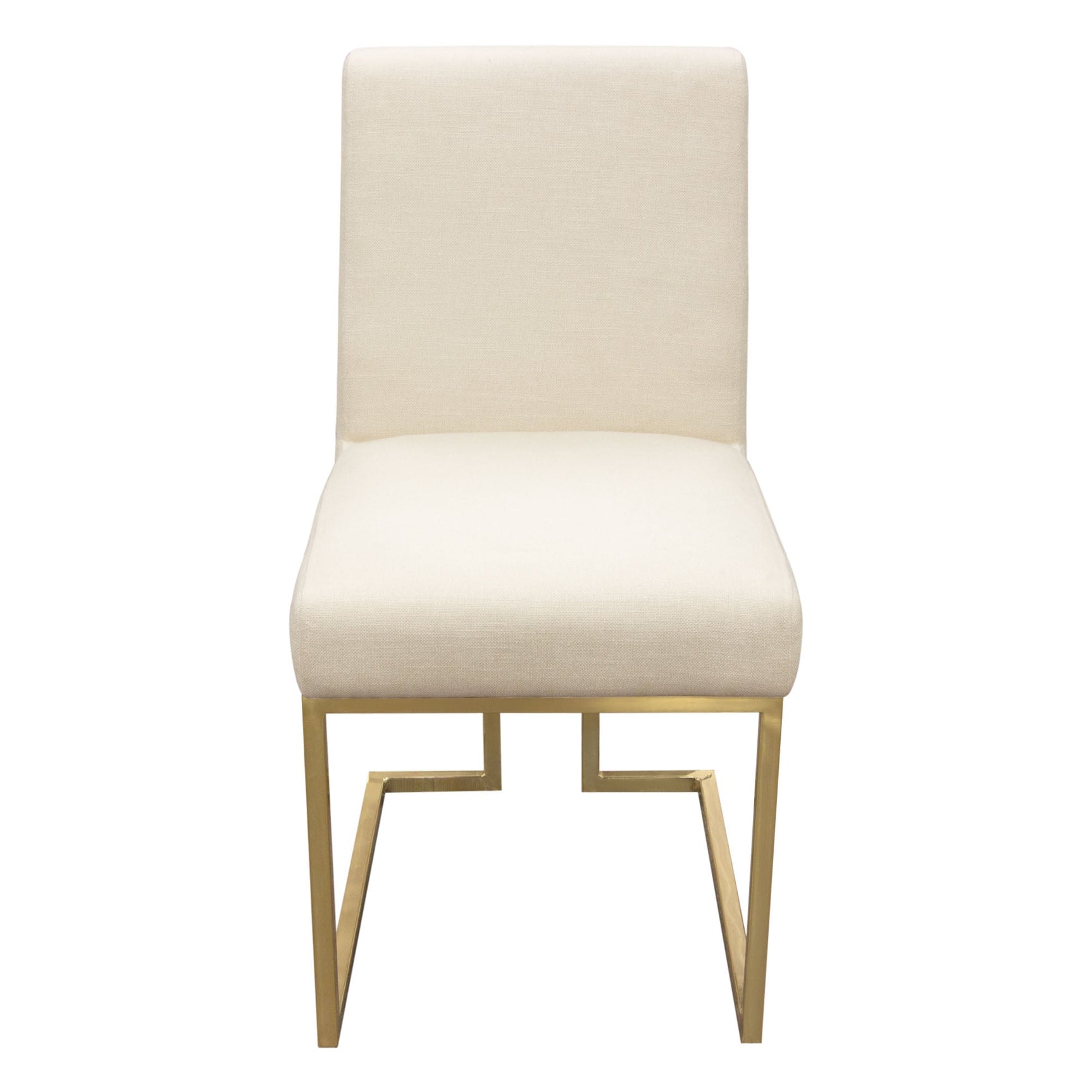 Set of (2) Skyline Dining Chairs in Cream Fabric w/ Polished Gold Metal Frame by Diamond Sofa - Ornate Home