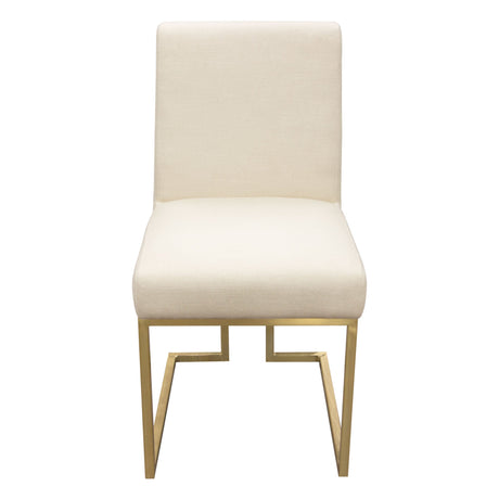 Set of (2) Skyline Dining Chairs in Cream Fabric w/ Polished Gold Metal Frame by Diamond Sofa - Ornate Home