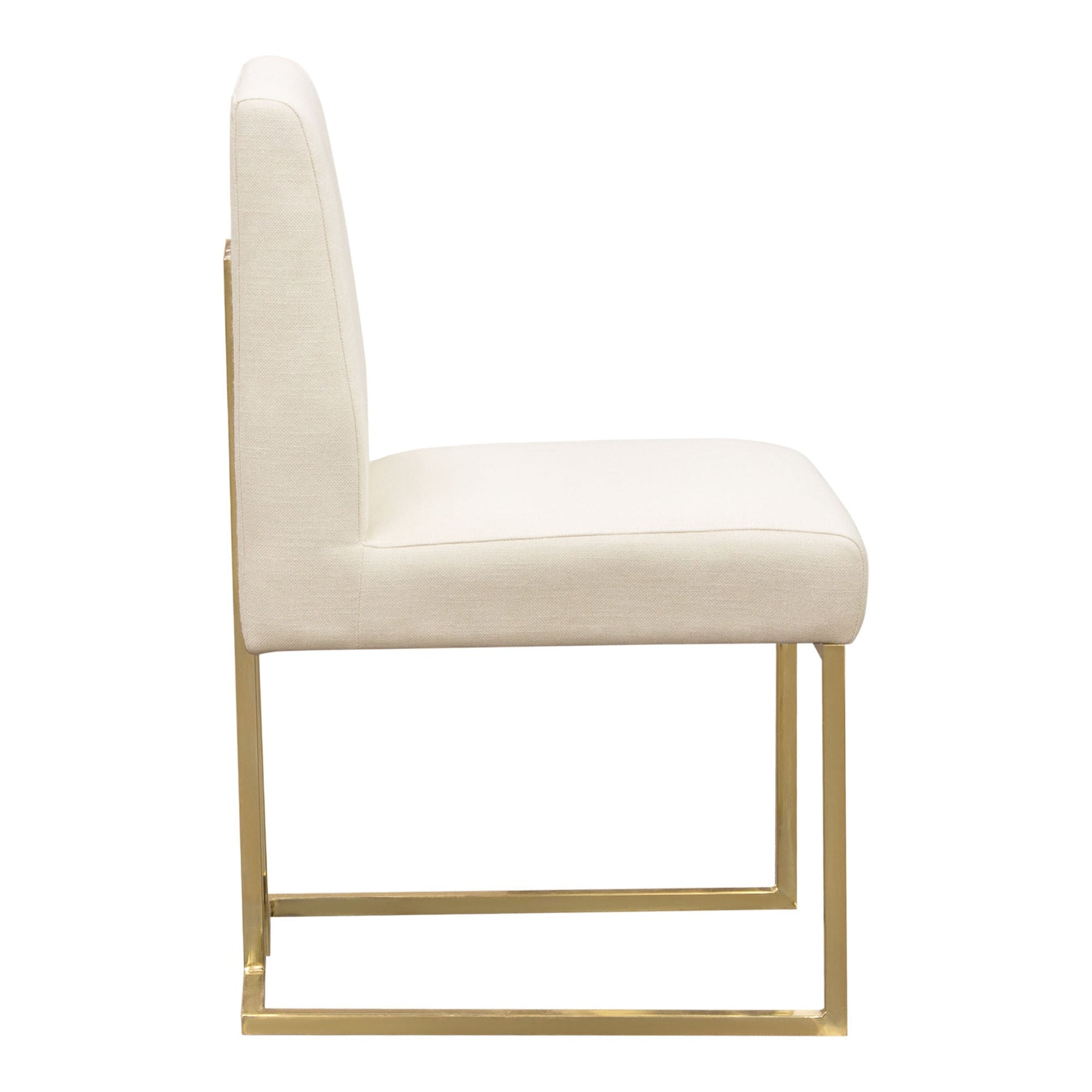 Set of (2) Skyline Dining Chairs in Cream Fabric w/ Polished Gold Metal Frame by Diamond Sofa - Ornate Home