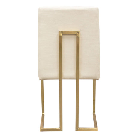 Set of (2) Skyline Dining Chairs in Cream Fabric w/ Polished Gold Metal Frame by Diamond Sofa - Ornate Home