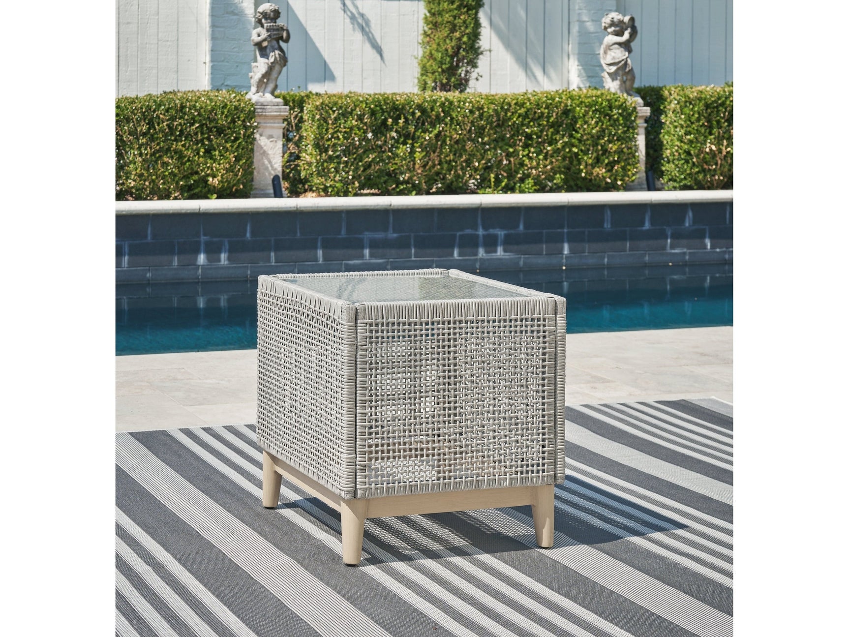 Seton Creek Gray Outdoor End Table - Ornate Home