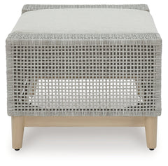 Seton Creek Gray Outdoor Ottoman w Cushion - Ornate Home