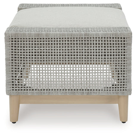 Seton Creek Gray Outdoor Ottoman w Cushion - Ornate Home