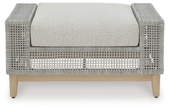 Seton Creek Gray Outdoor Ottoman w Cushion - Ornate Home