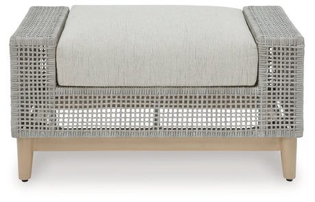 Seton Creek Gray Outdoor Ottoman w Cushion - Ornate Home