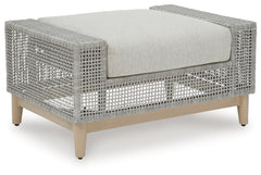 Seton Creek Gray Outdoor Ottoman w Cushion - Ornate Home