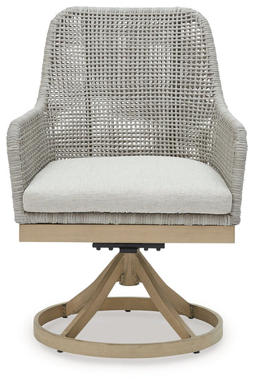 Seton Creek Gray Outdoor Swivel Dining Chair (Set of 2) - Ornate Home