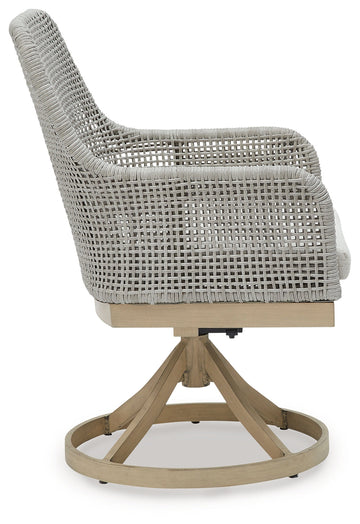 Seton Creek Gray Outdoor Swivel Dining Chair (Set of 2) - Ornate Home