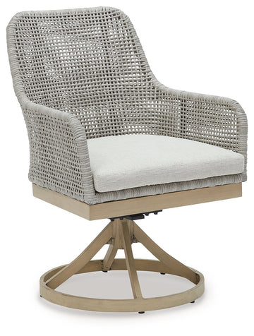 Seton Creek Gray Outdoor Swivel Dining Chair (Set of 2) - Ornate Home