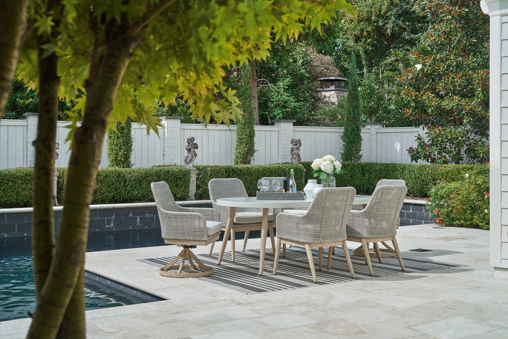 Seton Creek Gray Outdoor Oval Dining Set / 7pc - Ornate Home