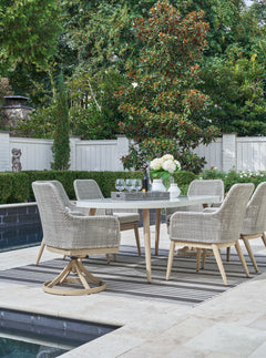 Seton Creek Gray Outdoor Oval Dining Set / 7pc - Ornate Home