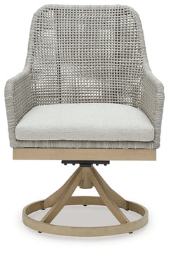 Seton Creek Gray Outdoor Swivel Dining Chair (Set of 2) - Ornate Home