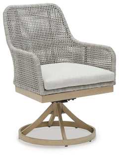 Seton Creek Gray Outdoor Swivel Dining Chair (Set of 2) - Ornate Home