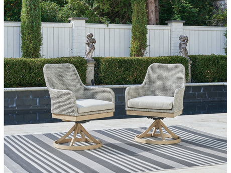 Seton Creek Gray Outdoor Swivel Dining Chair (Set of 2) - Ornate Home
