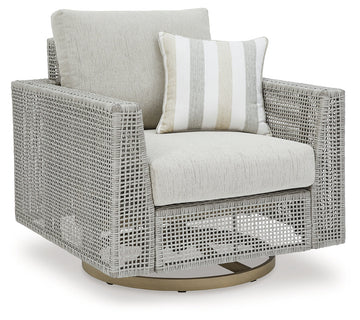 Seton Creek Gray Outdoor Swivel Lounge Chair w/ Cushion - Ornate Home