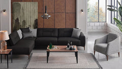 Seul Corte Anthracite LAF Chaise Sleeper Sectional Sofa - Ornate Home