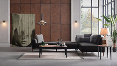 Seul Corte Anthracite RAF Chaise Sleeper Sectional Sofa - Ornate Home