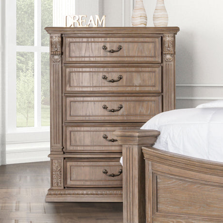 Sevenoaks Weathered Oak 5 Pc. Queen Bedroom Set w/ Chest - Ornate Home