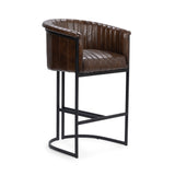 Seville Leather Rustic Brown Bar Stool - Ornate Home